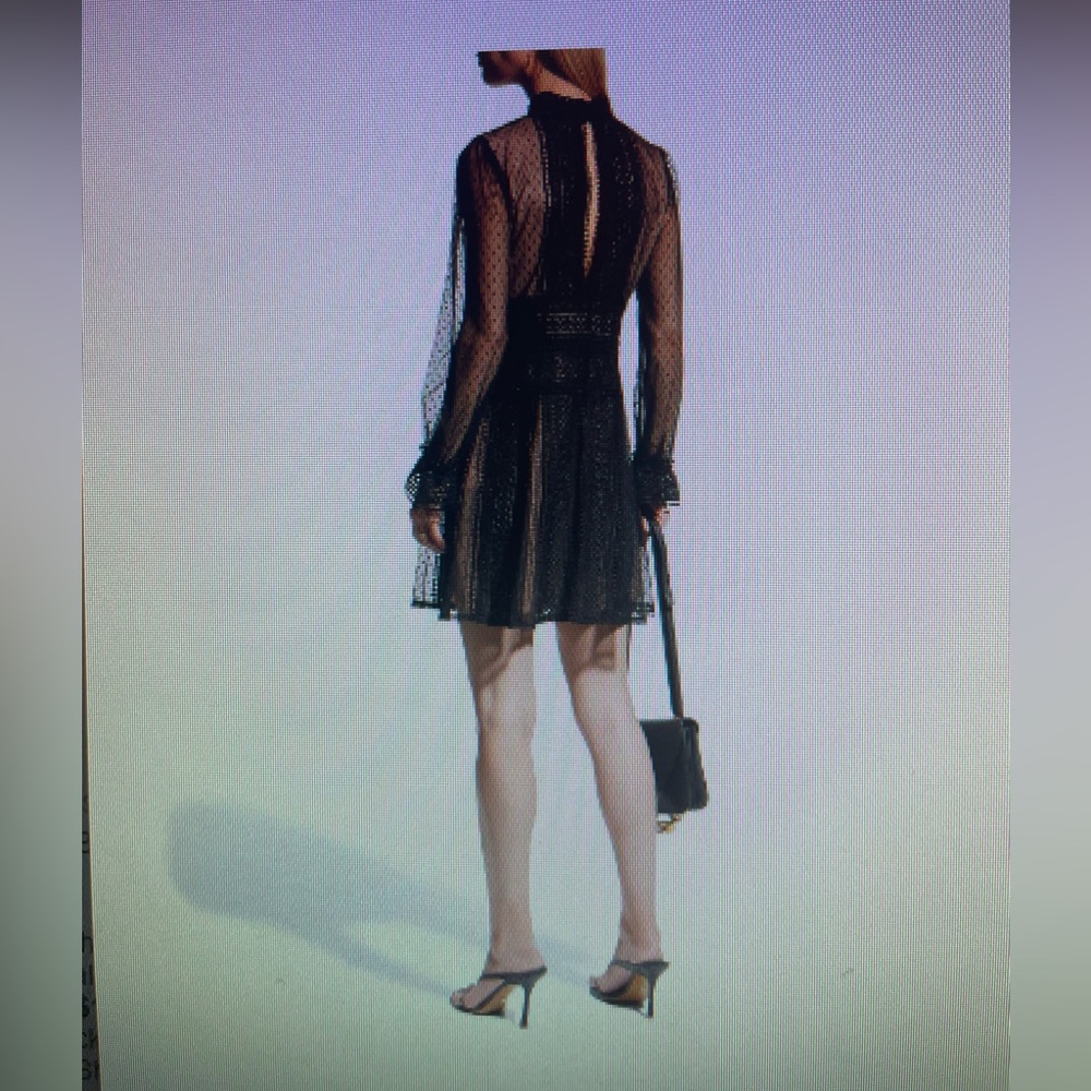 High neck black lace cocktail dress - Picture 4 of 11